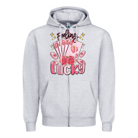 Heather Grey feeling lucky Zipper Hoodie - MaliasSmallBusiness