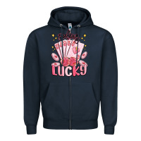 Navy feeling lucky Zipper Hoodie - MaliasSmallBusiness