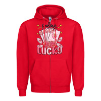 Red feeling lucky Zipper Hoodie - MaliasSmallBusiness