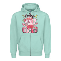 Seafoam feeling lucky Zipper Hoodie - MaliasSmallBusiness