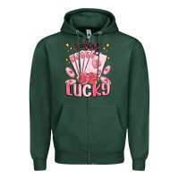 Sports Green feeling lucky Zipper Hoodie - MaliasSmallBusiness