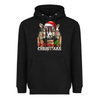 Black Merry Christmas Alpine Goat Heavyweight Hoodie - LillyAllenDesigns