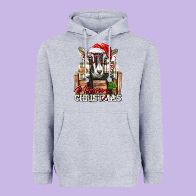 Merry Christmas Alpine Goat Heavyweight Hoodie Designed By Lillyallendesigns