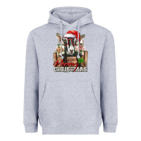 Heather Grey Merry Christmas Alpine Goat Heavyweight Hoodie - LillyAllenDesigns