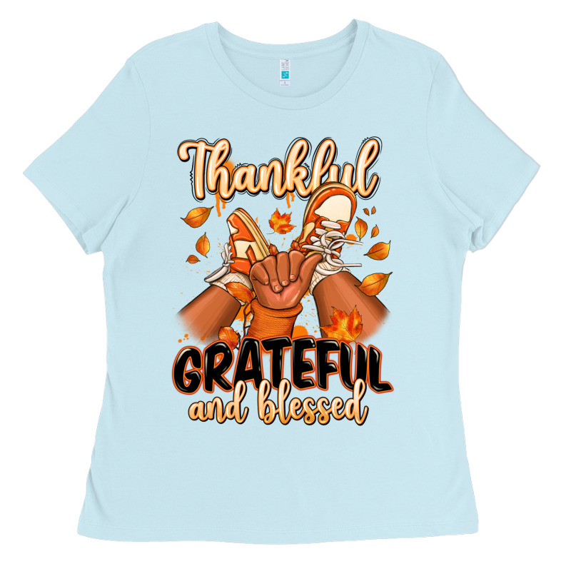 Thankful Grateful And Blessed Black Boy Sneakers Ladies Tee by RanaPortraitStore | Teevron
