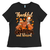 Black Thankful grateful and Blessed black boy sneakers Ladies Tee - RanaPortraitStore