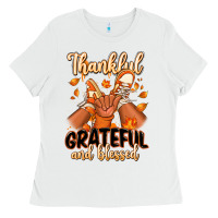 White Thankful grateful and Blessed black boy sneakers Ladies Tee - RanaPortraitStore
