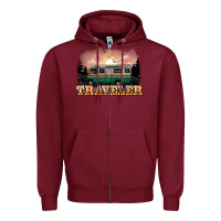 Burgundy traveler Zipper Hoodie - NancyCooperArtShop