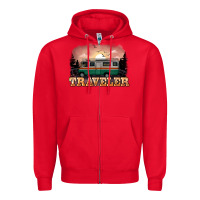 Red traveler Zipper Hoodie - NancyCooperArtShop