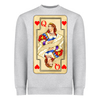 Heather Grey love playing cards queen Heavyweight Sweatshirt - AdoDesignShop
