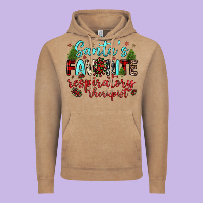 Santa S Favorite Respiratory Therapist Vintage Hoodie Designed By Jahusdesignshop