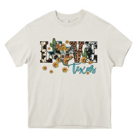 Cream love texas map sunflower cactus cowhide leopard Heavy Core Tee - Artiststas
