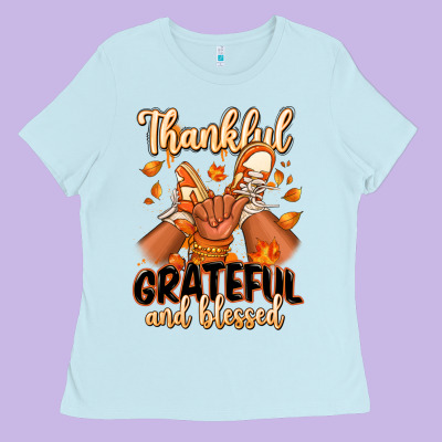 Ladies Tee Thankful grateful and Blessed black baby girl