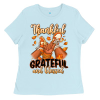 Baby Blue Thankful grateful and Blessed black baby girl Ladies Tee - RanaPortraitStore