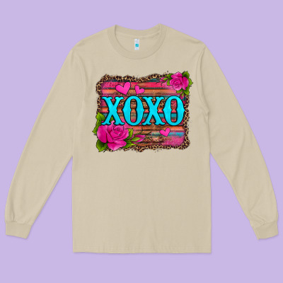 Xoxo Valentine's Day Pink Roses And Hearts Long Sleeve Tee Designed By Jasminsmagicworld