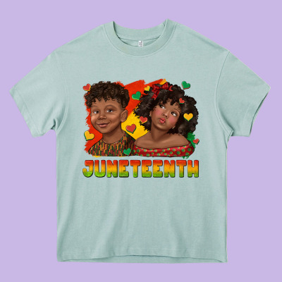 Juneteenth With Afro Black Kids Heavy Core Tee Designed By Texasbilliewilder