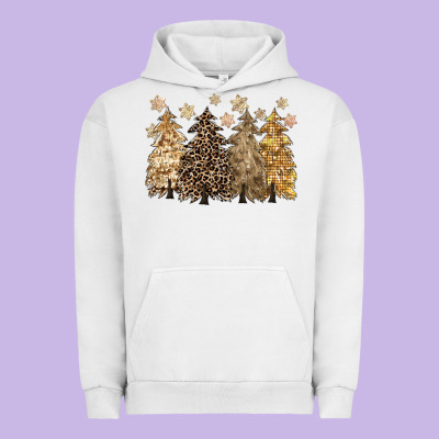 Merry Christmas Leopard Trees Urban Hoodie Designed By Cowgirlartshop