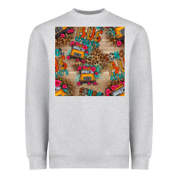 Heather Grey school bus driver and flower seamless patterns Heavyweight Sweatshirt - BundleAndBundleShop