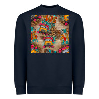 Navy school bus driver and flower seamless patterns Heavyweight Sweatshirt - BundleAndBundleShop
