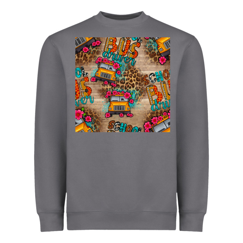 School Bus Driver And Flower Seamless Patterns Heavyweight Sweatshirt by BundleAndBundleShop | Teevron