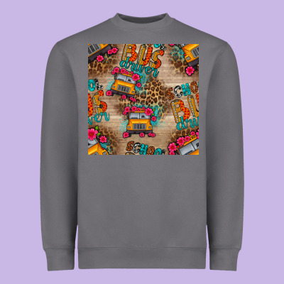 School Bus Driver And Flower Seamless Patterns Heavyweight Sweatshirt Designed By Bundleandbundleshop