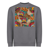 Storm school bus driver and flower seamless patterns Heavyweight Sweatshirt - BundleAndBundleShop