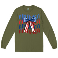 Army Green america ribbon Long Sleeve Tee - JahusDesignShop