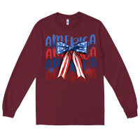Burgundy america ribbon Long Sleeve Tee - JahusDesignShop