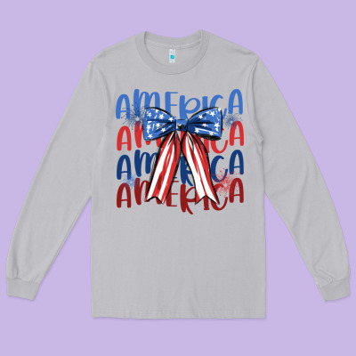 America Ribbon Long Sleeve Tee Designed By Jahusdesignshop