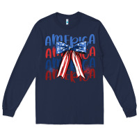 Navy america ribbon Long Sleeve Tee - JahusDesignShop