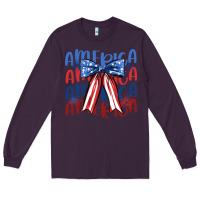 Plum america ribbon Long Sleeve Tee - JahusDesignShop