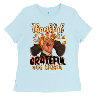 Baby Blue Thankful grateful and Blessed black man sneakers Ladies Tee - RanaPortraitStore