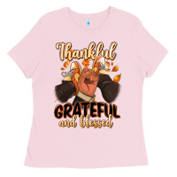 Bubblegum Pink Thankful grateful and Blessed black man sneakers Ladies Tee - RanaPortraitStore