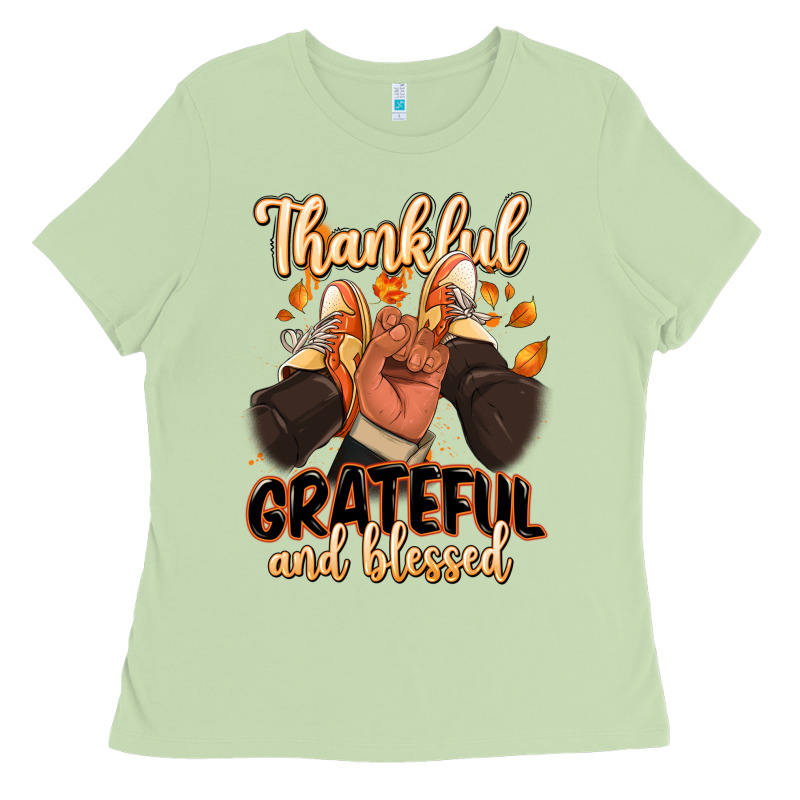 Thankful Grateful And Blessed Black Man Sneakers Ladies Tee by RanaPortraitStore | Teevron