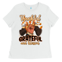 White Thankful grateful and Blessed black man sneakers Ladies Tee - RanaPortraitStore
