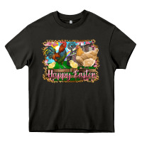Asphalt happy easter rooster chicken and chick Heavy Core Tee - RanaPortraitStore