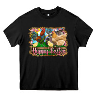 Black happy easter rooster chicken and chick Heavy Core Tee - RanaPortraitStore