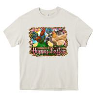 Cream happy easter rooster chicken and chick Heavy Core Tee - RanaPortraitStore