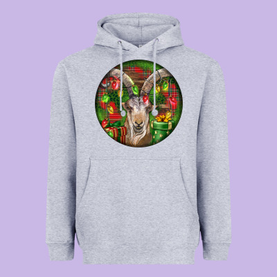 Spanish Goat Christmas Ornament Heavyweight Hoodie Designed By Lillyallendesigns