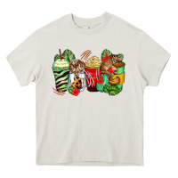 Cream tiger coffee cups Heavy Core Tee - Zillion Design Studio