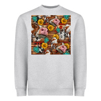 Heather Grey cow and western seamless pattern Heavyweight Sweatshirt - BundleAndBundleShop