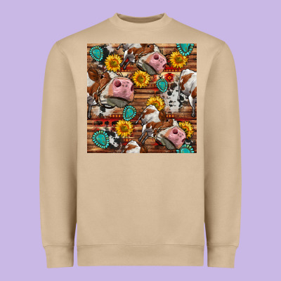 Cow And Western Seamless Pattern Heavyweight Sweatshirt Designed By Bundleandbundleshop
