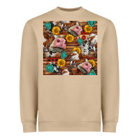 Mushroom cow and western seamless pattern Heavyweight Sweatshirt - BundleAndBundleShop