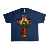 Navy our lady of Guadalupe cross Urban Heavy Tee - JahusDesignShop