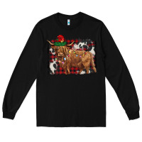 Black christmas highland cow Long Sleeve Tee - BarkalooDesign