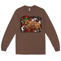 Chestnut christmas highland cow Long Sleeve Tee - BarkalooDesign