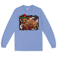 Colony Blue christmas highland cow Long Sleeve Tee - BarkalooDesign
