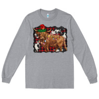Heather Grey christmas highland cow Long Sleeve Tee - BarkalooDesign