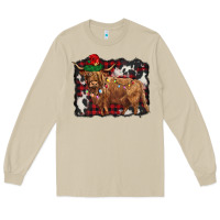 Mushroom christmas highland cow Long Sleeve Tee - BarkalooDesign