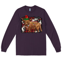 Plum christmas highland cow Long Sleeve Tee - BarkalooDesign